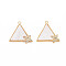 Shell Pendants, with Cubic Zirconia, Nickel Free, Triangle, Real 18K Gold Plated, 15x15x2mm, Hole: 1mm