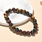 Natural Tiger Eye Bead Stretch Bracelets, Round, Inner Diameter: 2-1/8 inch~2-3/8 inch(5.5~6cm), Bead: 8mm