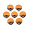 Halloween Printed Natural Wood Beads, Flat Round with Pumpkin Pattern, Dark Orange, 19~20x5.9mm, Hole: 2~2.2mm