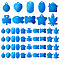 PandaHall Elite 40Pcs 10 Style Aluminum Pendants, Stamping Blank Tag, Rectangle & Star & Flat Round, Blue, 24~43.5x25~38x0.5~1mm, Hole: 2.5~4mm, 4pcs/style