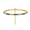 Real 14K Gold Plated 925 Sterling Silver Link Chain Bracelet, Cubic Zirconia Tennis Bracelets, with S925 Stamp, Green, 6-5/8 inch(16.8cm)