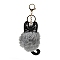 Cute Cat PU Leather & Imitate Rex Rabbit Fur Ball Keychain, with Alloy Clasp, for Bag Car Key Decoration, Gray, 18cm