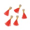 Alloy Glass Rhinestone Nail Art Decoration, with Tassel, Golden, Chinese knot, Red, Crystal, 24x6mm