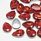 Pointed Back Glass Rhinestone Cabochons, Back Plated, Faceted, teardrop, Light Siam, 8x6x3mm