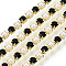 Brass Rhinestone Strass Chains, with ABS Plastic Imitation Pearl, Rhinestone Cup Chain, Grade A, Raw(Unplated), Montana, 2x2mm, 4000pcs rhinestone/bundle, about 32.8 Feet(10m)/bundle