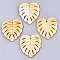 Natural Yellow Shell Pendants, Tropical Leaf Charms, Monstera Leaf, 42~43x39x2.5mm, Hole: 2mm