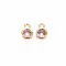 Brass Charms, with Rhinestone, Nickel Free, Real 18K Gold Plated, Flat Round, Violet, 8x5x3mm, Hole: 1.4mm