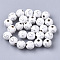 Plating Acrylic Beads, Silver Metal Enlaced, Round with Cross, White, 8mm, Hole: 2mm, about 1800pcs/500g