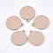 CCB Plastic Pendants, with Enamel, Flat Round, Misty Rose, 26x22x4mm, Hole: 2mm