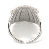 Shell Shape 304 Stainless Steel Open Cuff Finger Rings for Women RJEW-P114-02P-3