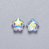 Transparent Spray Painted Glass Beads X-GLAA-R211-04-G05-2