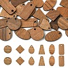 30Pcs 6 Styles Walnut Wood Pendants WOOD-YW0001-59-1