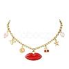 304 Stainless Steel with Plastic Bib Necklaces for Women NJEW-K300-05G-2