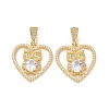 Brass Micro Pave Clear Cubic Zirconia Pendants ZIRC-F134-18G-03-2