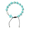 Synthetic Turquoise Round & Cross Braided Bead Bracelets BJEW-TA00321-02-1