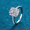 Rhodium Plated 925 Sterling Silver Micro Pave 8.2x4.9mm Moissanite Finger Rings for Women WG8E258-72-3