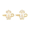 Brass Pave Cubic Zirconia Rectangle Connector Charms KK-P347-06G-03-2