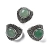 Natural Green Aventurine Adjustable Rings RJEW-I108-03AS-05-4