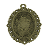 Tibetan Style Oval Alloy Pendant Cabochon Settings TIBEP-Q054-44AB-NR-1