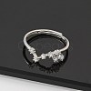 Constellations Rhodium Plated 925 Sterling Silver Micro Pave Clear Cubic Zirconia Adjustable Rings for Women RJEW-P130-01P-H-2