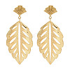 304 Stainless Steel Leaf Theme Stud Earrings For Women LS-EJEW-B110-03G-06-1