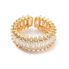 Brass with Cubic Zirconia Open Cuff Rings RJEW-B053-06-2