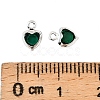 Heart Brass Glass Charms KK-S385-01S-06-3