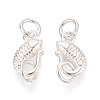 Textured Fish 925 Sterling Silver S-Hook Clasps with Jump Rings STER-T009-10S-3