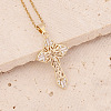 Brass Micro Pave Cubic Zirconia Cross Pendant Necklaces FS-WG7675B-05-1