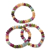 Dyed Natural White Jade Rainbow Rondelle Beaded Stretch Bracelets for Women GG-CBA3F02-04-4