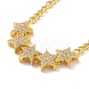 Clear Cubic Zirconia Star Pendant Necklace with Brass Curb Chains for Women NJEW-E042-01G-2