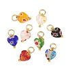 304 Stainless Steel with Handmade Millefiori Glass Lampwork Charms PALLOY-JF06021-1