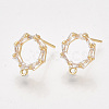 Brass Cubic Zirconia Stud Earring Findings KK-S350-343-1