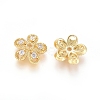 5-Petal Brass Micro Pave Clear Cubic Zirconia Bead Caps ZIRC-G153-41G-2