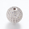 Brass Micro Pave Cubic Zirconia Beads ZIRC-E134-12mm-04P-1