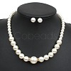 Alloy with ABS Plastic Pearl Round Beaded Necklaces & Stud Earrings Sets for Women WG13E8D-02-1