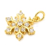 Snowflake Real 18K Gold Plated Rack Plating Brass Micro Pave Cubic Zirconia Pendants Charms KK-S396-11B-2