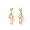 Mushroom Brass Dangle Stud Earrings EJEW-F895-12G-4