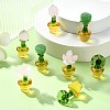 8Pcs 4 Styles Potted Plant Glass Figurines DJEW-CJ0001-11-5