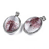 Transparent Glass Oval Pendants GLAA-S199-005-5