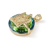 Brass Micro Pave Cubic Zirconia with Glass Pendents KK-Q815-05G-2