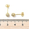 Round Brass Micro Pave Clear Cubic Zirconia Stud Earrings EJEW-D311-107G-3