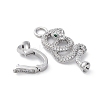 Brass Micro Pave Cubic Zirconia Fold Over Clasps KK-D360-13P-2