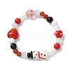 Natural Mixed Gemstone & Lampwork Stretch Bracelet BJEW-TA00259-1