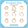9Pcs 9 Styles Ion Plating(IP) 304 Stainless Steel Open Cuff Ring Components STAS-WR0001-34-2