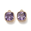 Brass Micro Pave Clear Cubic Zirconia Charms KK-B110-01G-01-1