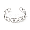 Non-Tarnish 304 Stainless Steel Heart Open Cuff Bangle for Women BJEW-L682-001P-1