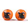 Halloween Theme Wood European Beads WOOD-N016-04H-3