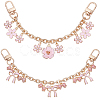 2Pcs 2 Styles Pink Zinc Alloy Enamel Bowknot Flower Charm Cable Chain Purse Chains FIND-BBC0004-59-1