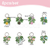 Flower Leaf Alloy Enamel & Glass Pendant Keychain KEYC-AB00014-2